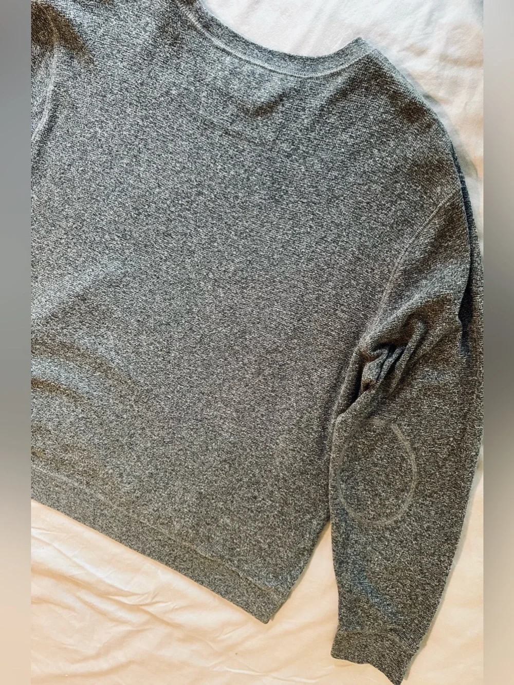BANANA REPUBLIC Marled Charcoal Grey Crewneck Sweatshirt Sweater Elbow Patches